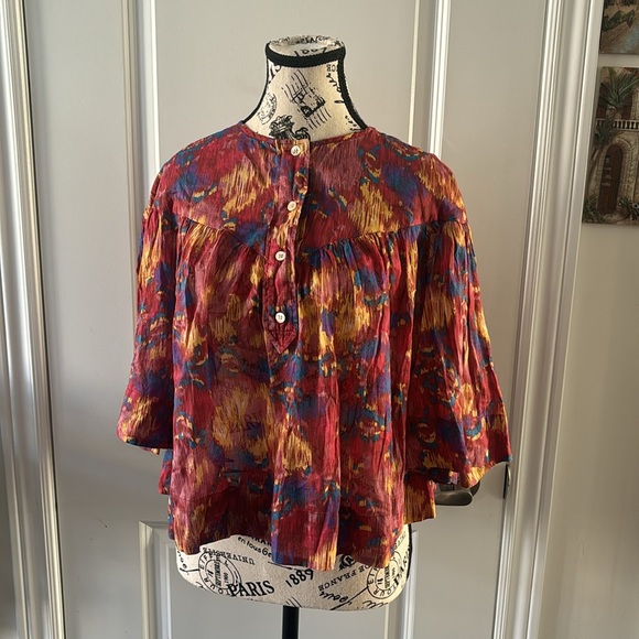 ISABEL MARANT ETOILE MIRANDA PRINT BLOUSE | BURNT HENNA - Picture 9 of 11